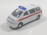 Carven No. T335 Police 8016 Van White Pullback Friction Motorized Die Cast Toy Car Vehicle with Opening Rear Hatch