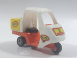 1990s Tomy Tomica No. 82 Pizza Delivery Bike Pizza 30 Minutes White and Orange 1/76 Scale Die Cast Toy Car Vehicle Missing The Driver