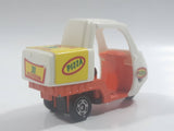 1990s Tomy Tomica No. 82 Pizza Delivery Bike Pizza 30 Minutes White and Orange 1/76 Scale Die Cast Toy Car Vehicle Missing The Driver