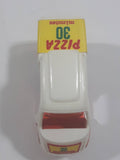 1990s Tomy Tomica No. 82 Pizza Delivery Bike Pizza 30 Minutes White and Orange 1/76 Scale Die Cast Toy Car Vehicle Missing The Driver