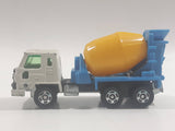 Tomy Tomica No. 53 Nissan Diesel Truck Cement Mixer Truck White Blue Yellow 1/100 Scale Die Cast Toy Car Vehicle