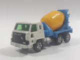 Tomy Tomica No. 53 Nissan Diesel Truck Cement Mixer Truck White Blue Yellow 1/100 Scale Die Cast Toy Car Vehicle
