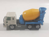 Tomy Tomica No. 53 Nissan Diesel Truck Cement Mixer Truck White Blue Yellow 1/100 Scale Die Cast Toy Car Vehicle
