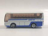 2001 Tomy Tomica Jr. Pocket Cars No. J004 Mitsubishi Fuso Aero Queen Bus "Highway Bus" White and Blue Miniature Micro 1/207 Scale Die Cast Toy Car Vehicle