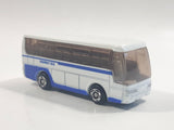 2001 Tomy Tomica Jr. Pocket Cars No. J004 Mitsubishi Fuso Aero Queen Bus "Highway Bus" White and Blue Miniature Micro 1/207 Scale Die Cast Toy Car Vehicle