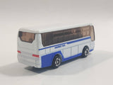 2001 Tomy Tomica Jr. Pocket Cars No. J004 Mitsubishi Fuso Aero Queen Bus "Highway Bus" White and Blue Miniature Micro 1/207 Scale Die Cast Toy Car Vehicle