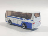 2001 Tomy Tomica Jr. Pocket Cars No. J004 Mitsubishi Fuso Aero Queen Bus "Highway Bus" White and Blue Miniature Micro 1/207 Scale Die Cast Toy Car Vehicle