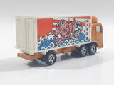 1988 Tomy Tomica No. 7 "Super Great Truck" Fuso Container Truck Fish Orange 1/102 Scale Die Cast Toy Car Vehicle with Opening Rear Doors