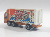 1988 Tomy Tomica No. 7 "Super Great Truck" Fuso Container Truck Fish Orange 1/102 Scale Die Cast Toy Car Vehicle with Opening Rear Doors