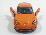 Kinsmart KT5320 2007 Chevrolet Corvette C6 Z06 Orange 1/36 Scale Pullback Motorized Friction Die Cast Toy Car Vehicle with Opening Doors - Cracked Windshield