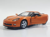 Kinsmart KT5320 2007 Chevrolet Corvette C6 Z06 Orange 1/36 Scale Pullback Motorized Friction Die Cast Toy Car Vehicle with Opening Doors - Cracked Windshield