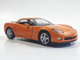 Kinsmart KT5320 2007 Chevrolet Corvette C6 Z06 Orange 1/36 Scale Pullback Motorized Friction Die Cast Toy Car Vehicle with Opening Doors - Cracked Windshield