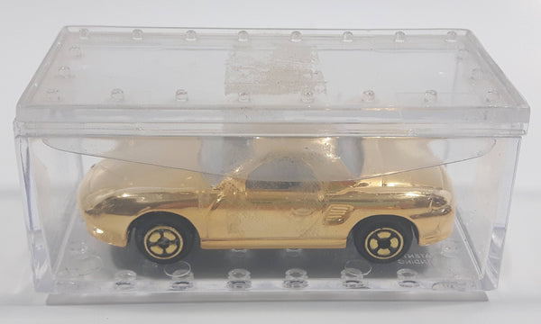Rare Sohbi Porsche Boxster Gold Chrome Die Cast Toy Car Vehicle in Case