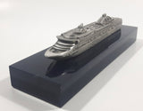 Rare Ocean Princess 2000 Inaugural Heavy Metal Detailed Cruise Ship Model on Dark Blue Base