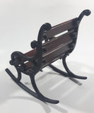 Ornate Cast Iron with Wood Slats Dollhouse Furniture Size Garden Style Rocking Chair