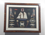 Blue Nose Ship Nautical Knots and Wood Cased Shadow Box  16" x 20"