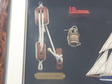 Blue Nose Ship Nautical Knots and Wood Cased Shadow Box  16" x 20"