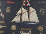 Blue Nose Ship Nautical Knots and Wood Cased Shadow Box  16" x 20"