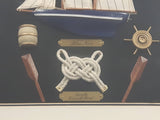 Blue Nose Ship Nautical Knots and Wood Cased Shadow Box  16" x 20"