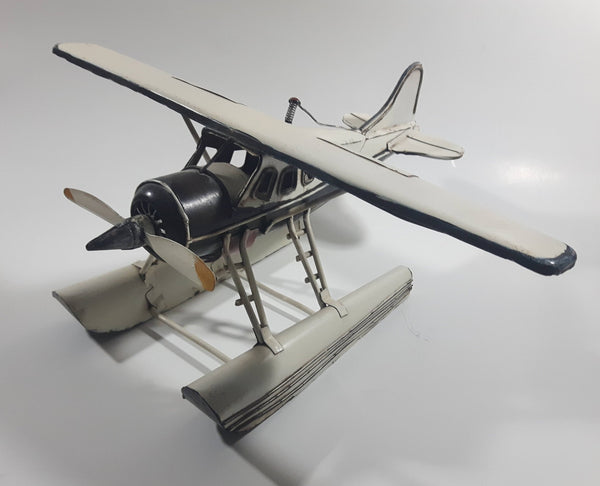 Vintage Style White Float Plane Large Tin Metal Airplane