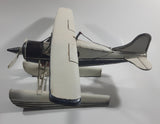 Vintage Style White Float Plane Large Tin Metal Airplane