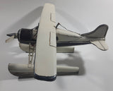 Vintage Style White Float Plane Large Tin Metal Airplane