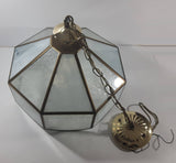 Plastic Panel Stained Glass Style Frost Pattern and White Hanging Light Fixture Lamp 12 x 14 1/2"