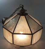 Plastic Panel Stained Glass Style Frost Pattern and White Hanging Light Fixture Lamp 12 x 14 1/2"