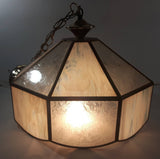 Plastic Panel Stained Glass Style Frost Pattern and White Hanging Light Fixture Lamp 12 x 14 1/2"