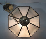 Plastic Panel Stained Glass Style Frost Pattern and White Hanging Light Fixture Lamp 12 x 14 1/2"