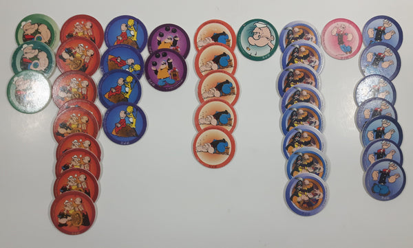 1995 King Features Syndicate Popeye The Sailor Cartoon Character Pogs / Caps Lot of 40
