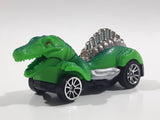 Rare Motor Max 6402 Dinosaur Shaped Green Die Cast Toy Car Vehicle - Missing a Wheel
