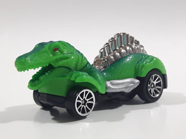 Rare Motor Max 6402 Dinosaur Shaped Green Die Cast Toy Car Vehicle - Missing a Wheel