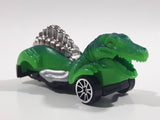 Rare Motor Max 6402 Dinosaur Shaped Green Die Cast Toy Car Vehicle - Missing a Wheel