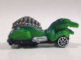Rare Motor Max 6402 Dinosaur Shaped Green Die Cast Toy Car Vehicle - Missing a Wheel