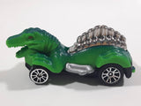Rare Motor Max 6402 Dinosaur Shaped Green Die Cast Toy Car Vehicle - Missing a Wheel