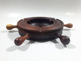 Vintage Captain's Ship Wheel Dark Hard Wood 9" Diameter Ash Tray