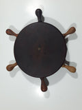 Vintage Captain's Ship Wheel Dark Hard Wood 9" Diameter Ash Tray