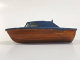Unknown Brand Fishing Boat Painted Blue and Brown Plastic Toy Watercraft