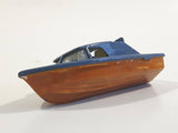 Unknown Brand Fishing Boat Painted Blue and Brown Plastic Toy Watercraft