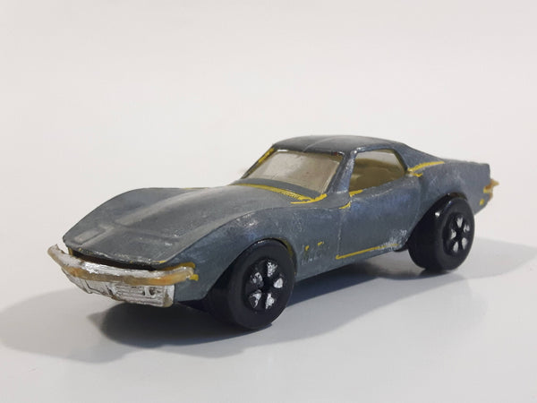 Vintage PlayArt Corvette Sting Ray Yellow Bare Metal Die Cast Toy Car Vehicle - Made in Hong Kong
