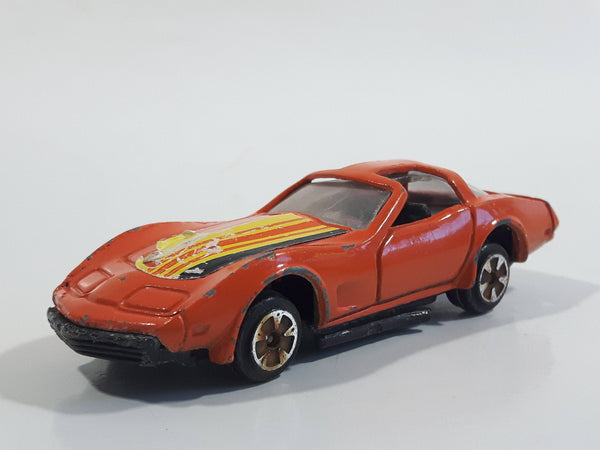 Vintage 1970s Uniborn Corvette T-Roof Orange Die Cast Toy Car Vehicle - Made in Hong Kong