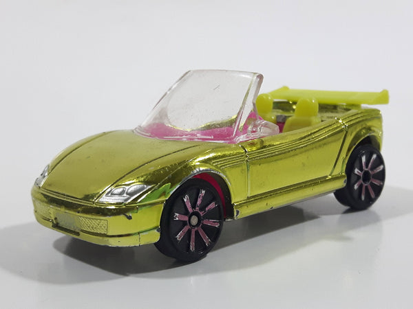 Mattel Polly Pocket Convertible Lime Yellow and Pink Plastic Body Die Cast Toy Car Vehicle L4357