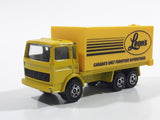 Majorette Leon's Canada's Only Furniture Superstores Semi Truck Yellow 1/100 Scale Die Cast Toy Car Vehicle with Opening Rear Doors