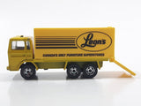 Majorette Leon's Canada's Only Furniture Superstores Semi Truck Yellow 1/100 Scale Die Cast Toy Car Vehicle with Opening Rear Doors
