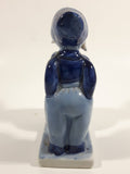 Vintage E.H. Delft Blue Holland Dutch Boy and Girl Kissing Hand Painted Ceramic 5" Tall Figurine 9198