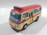 1999 Tsuen Wan No. 8 Toyota Coaster Public Light Bus 16 Seats Cream and Red Pullback Motorized Friction Die Cast Toy Car Vehicle with Opening Doors