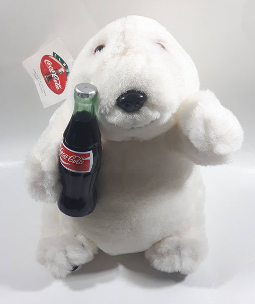 1997 Play By Play Coca Cola Polar Bear Holding Bottle Stuffed Animal Plush with Tags