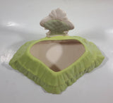 Vintage Victorian Lady in Light Green Dress and White Porcelain Dresser Trinket Box - Chips