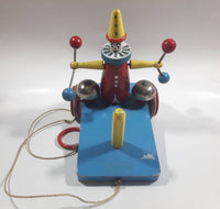 Brio Blue Red Yellow Clown Ringing Bells Vehicle Pull String Toy Missing Front Wheels